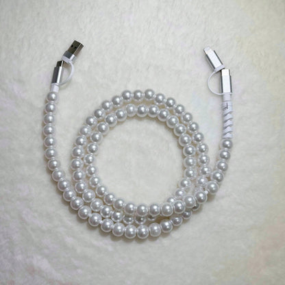 Stylish 4 In 1 Beaded Fast Charging Cable Upgraded Alloy Interface Compatible With All Devices With USB C And Lightning 3 3ft Length Perfect Fast Charging Cable For Ladies Multiple Colors Great Holida