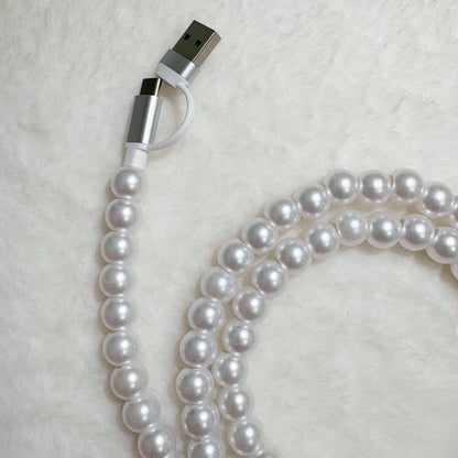 Stylish 4 In 1 Beaded Fast Charging Cable Upgraded Alloy Interface Compatible With All Devices With USB C And Lightning 3 3ft Length Perfect Fast Charging Cable For Ladies Multiple Colors Great Holida