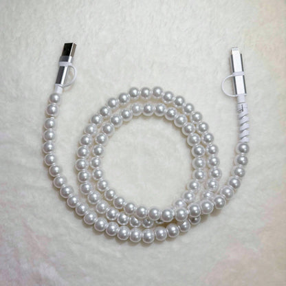 Stylish 4 In 1 Beaded Fast Charging Cable Upgraded Alloy Interface Compatible With All Devices With USB C And Lightning 3 3ft Length Perfect Fast Charging Cable For Ladies Multiple Colors Great Holida