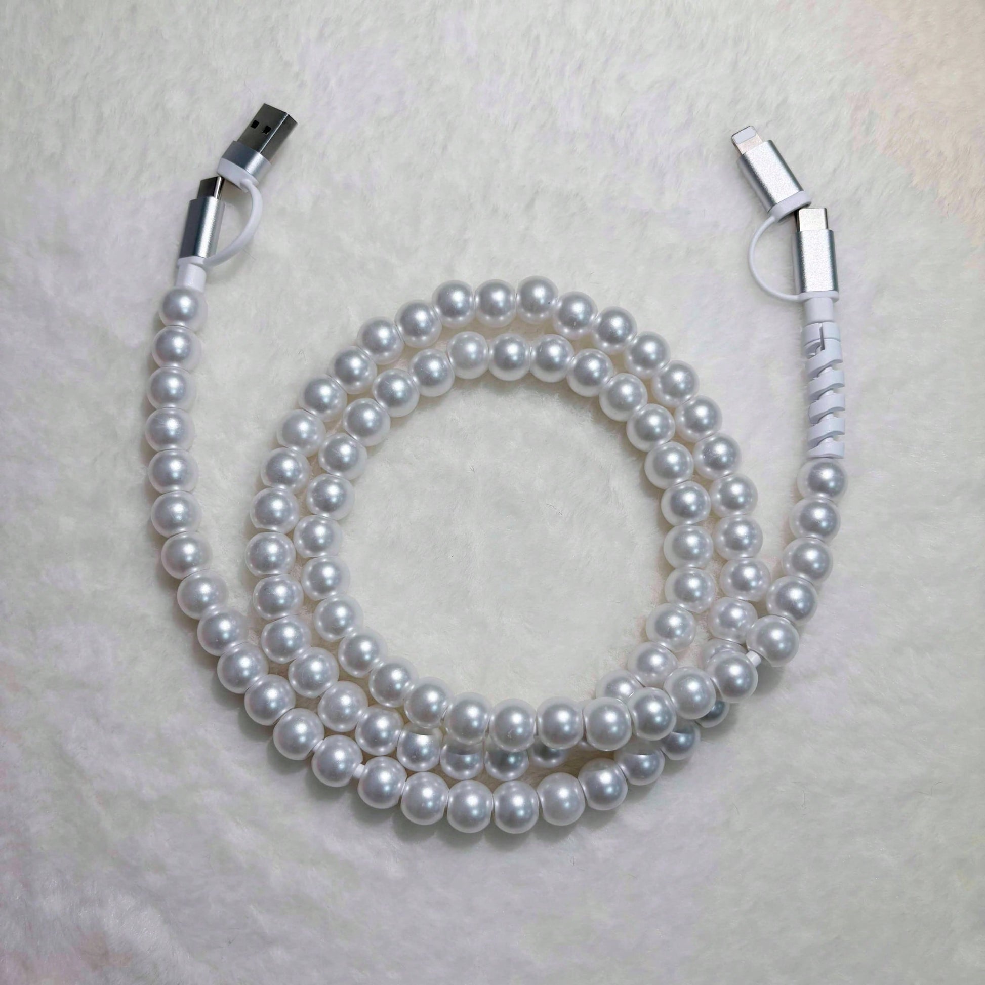 Stylish 4 In 1 Beaded Fast Charging Cable Upgraded Alloy Interface Compatible With All Devices With USB C And Lightning 3 3ft Length Perfect Fast Charging Cable For Ladies Multiple Colors Great Holida
