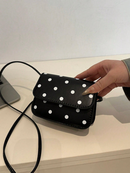 Stylish Mini Polka Dot PU Leather Crossbody Shoulder Bag For Women, Polka Dot