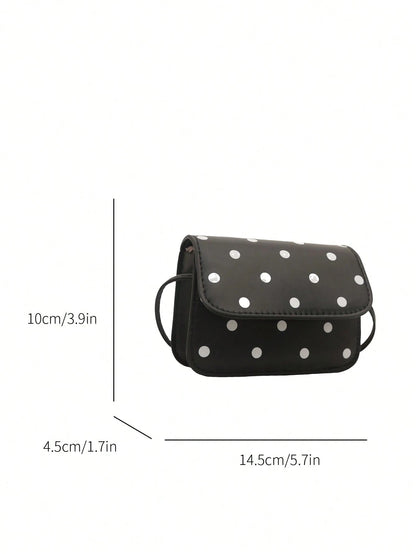 Stylish Mini Polka Dot PU Leather Crossbody Shoulder Bag For Women, Polka Dot