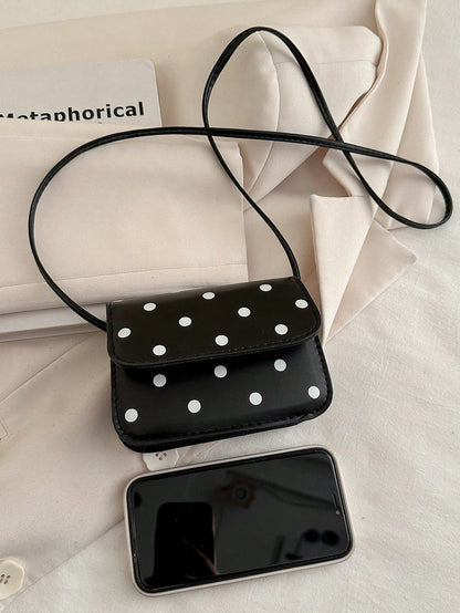 Stylish Mini Polka Dot PU Leather Crossbody Shoulder Bag For Women, Polka Dot