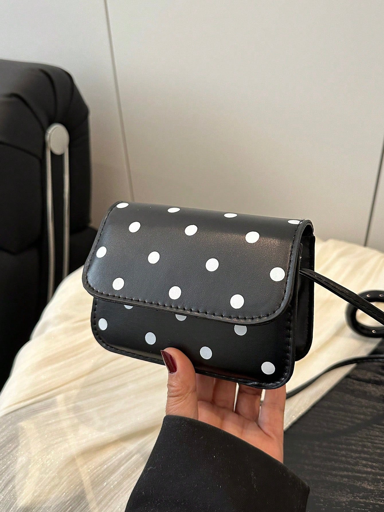 Stylish Mini Polka Dot PU Leather Crossbody Shoulder Bag For Women, Polka Dot