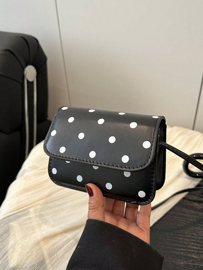 Stylish Mini Polka Dot PU Leather Crossbody Shoulder Bag For Women, Polka Dot