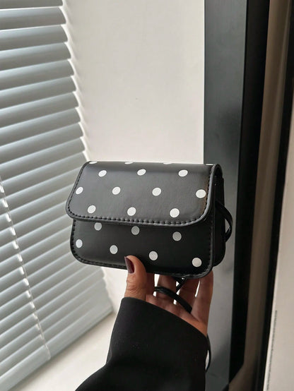 Stylish Mini Polka Dot PU Leather Crossbody Shoulder Bag For Women, Polka Dot