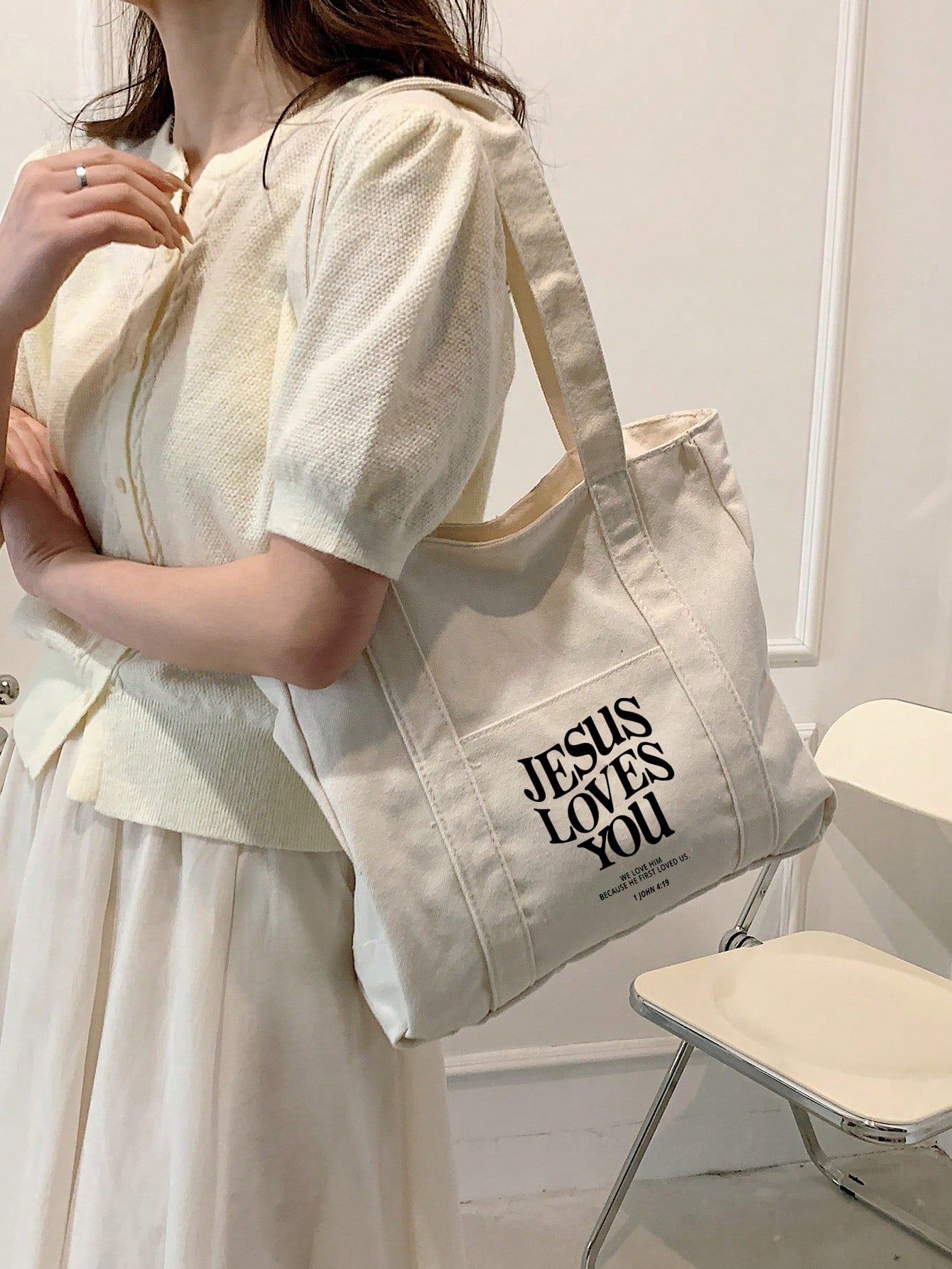 Stylish Semi-Circular Beige Printed Women's Handbag- Features Interior Pockets; Minimalist Style, Printed Shoulder Bag, Large Capacity Design