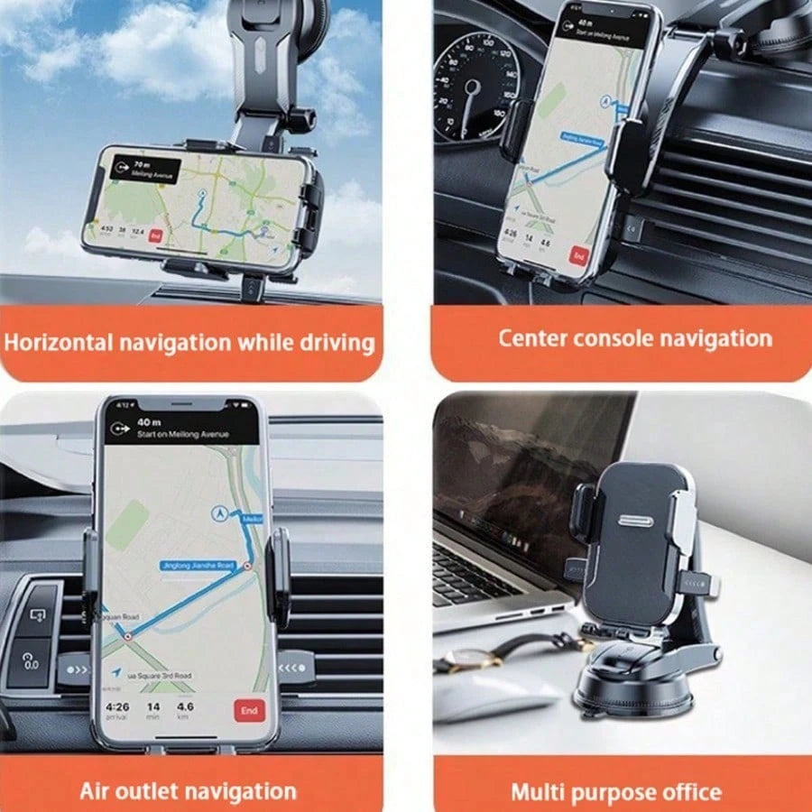 Suction Cup Car Phone Holder, No Handheld Operation Required, Protects Your Hands, Securely Fixes Your Phone, 360-Degree Rotating Shockproof Multi-Functional Air Vent, Suitable For Car Dashboards And