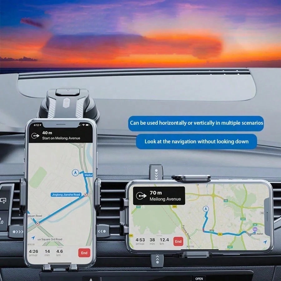 Suction Cup Car Phone Holder, No Handheld Operation Required, Protects Your Hands, Securely Fixes Your Phone, 360-Degree Rotating Shockproof Multi-Functional Air Vent, Suitable For Car Dashboards And
