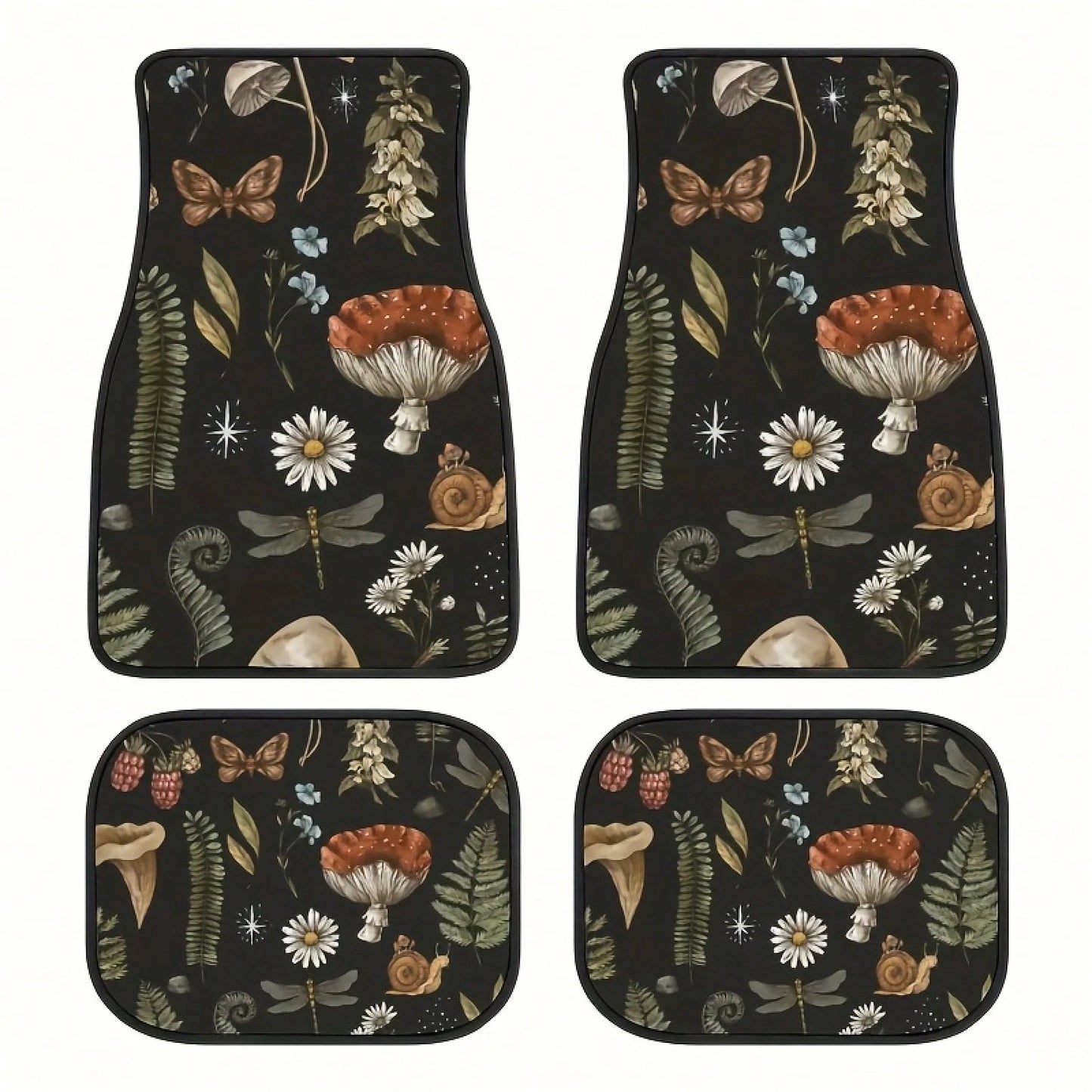 Suitable For All Car Models, 4-Piece Set Patterned Car Carpet, All-Season Vehicle Carpet With Non-Slip Base, Easy-To-Clean Car Interior Accessories,Car Mats