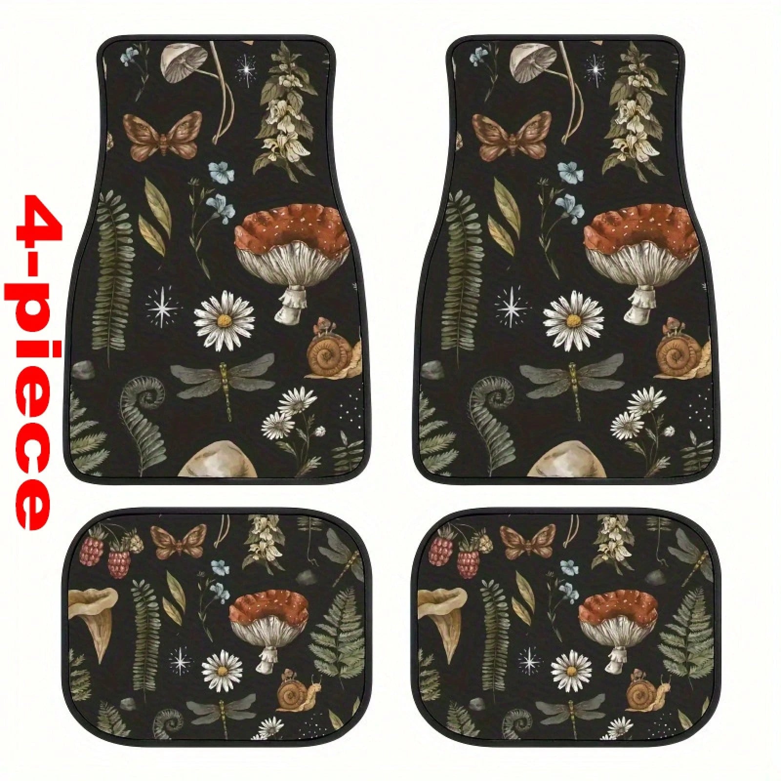 Suitable For All Car Models, 4-Piece Set Patterned Car Carpet, All-Season Vehicle Carpet With Non-Slip Base, Easy-To-Clean Car Interior Accessories,Car Mats