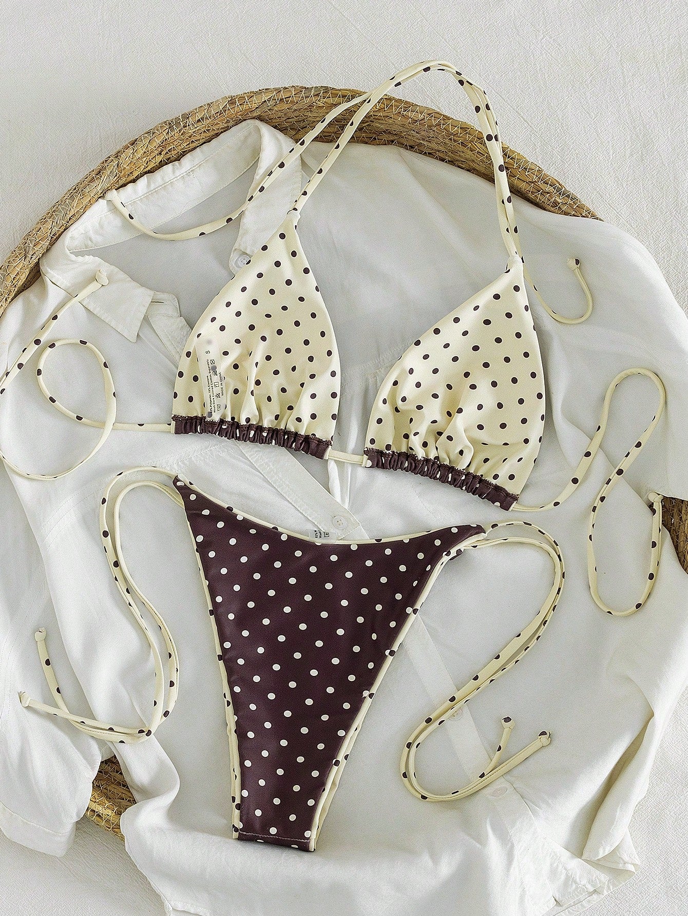 Summer Leopard Print Spaghetti Strap Tie-Up Bikini Set, Suitable For Beach Vacation, Resort Wear