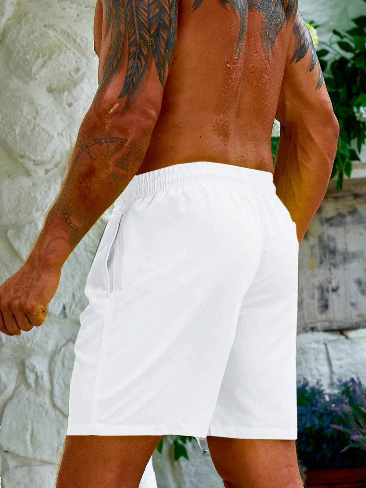 Summer Men's Beach Shorts,Olive Green Drawstring Waist Front Tie Pocket Solid Color Resort Casual Summer Holiday Swim Trunks