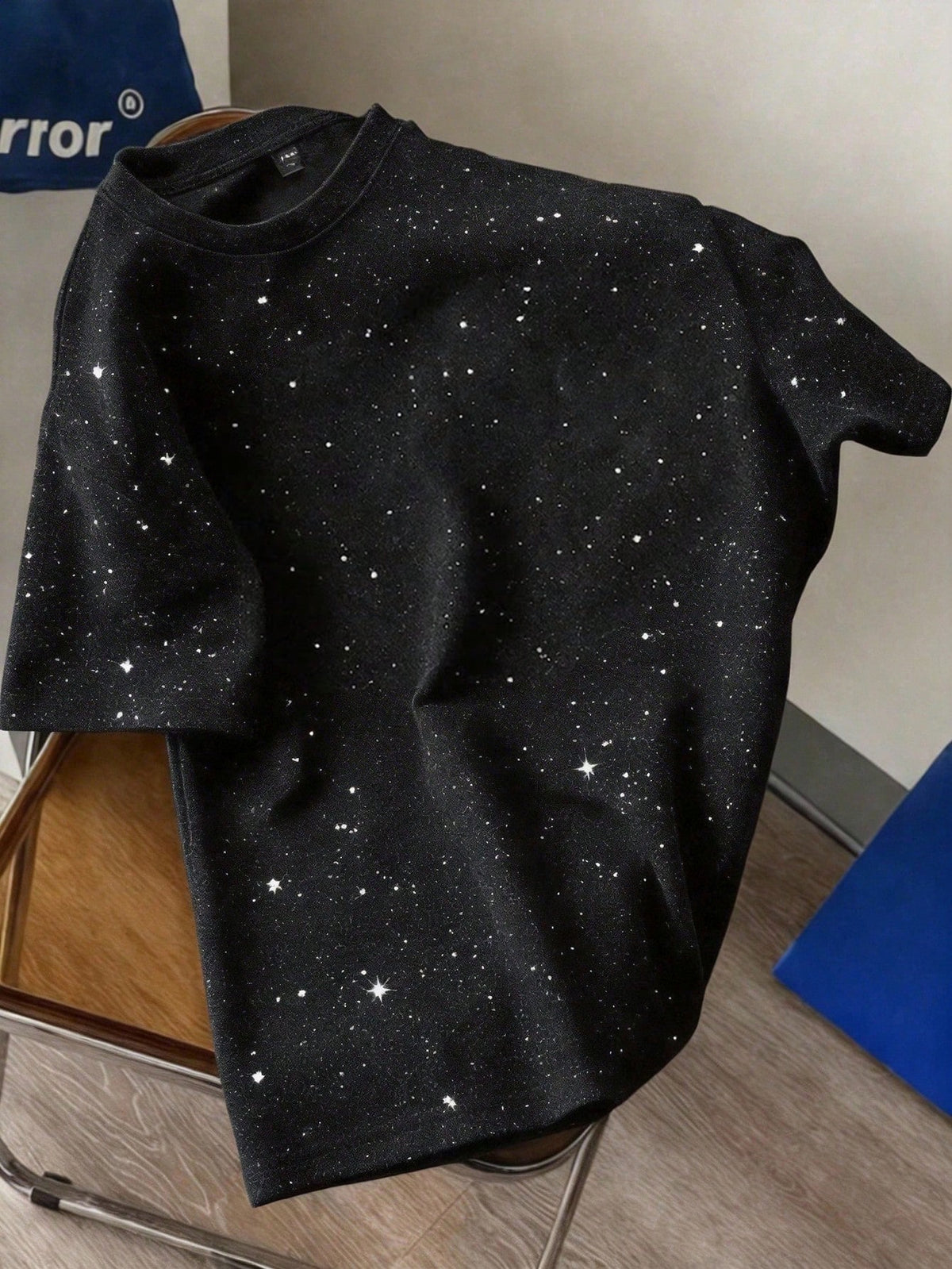 Summer New Casual Shiny Glitter Round Neck Short Sleeve T-Shirt, Fashionable Loose Versatile Tee For Women Black