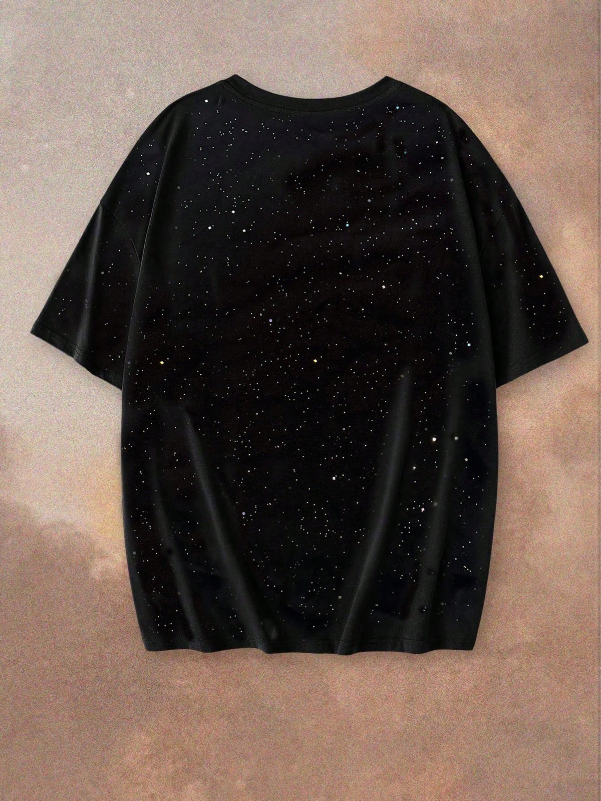 Summer New Casual Shiny Glitter Round Neck Short Sleeve T-Shirt, Fashionable Loose Versatile Tee For Women Black