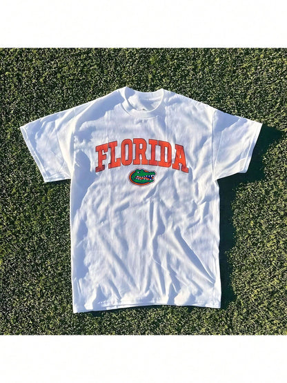 Summer New Printed Short Sleeve Tops, Vintage Gators Shirt, Carolina Team Shirt, Sports Teams Collection, Team Pattern Series Tops, Gift For Fans-L91
