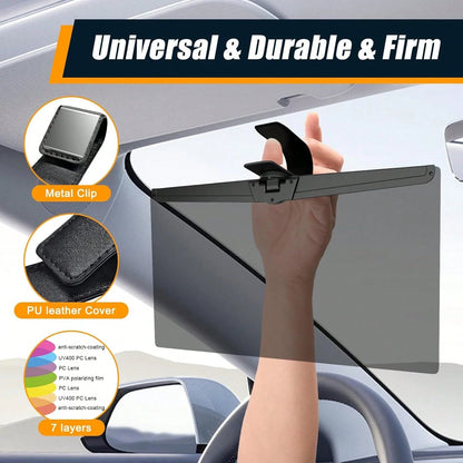 Sun Visor Extender For Cars, Upgraded Polarized Car Visor Extender Sun Blocker UV400, Universal Visor Extension For Car Visor, Clip On Sun Visor For Car, Adjustable Sun Visor Extension