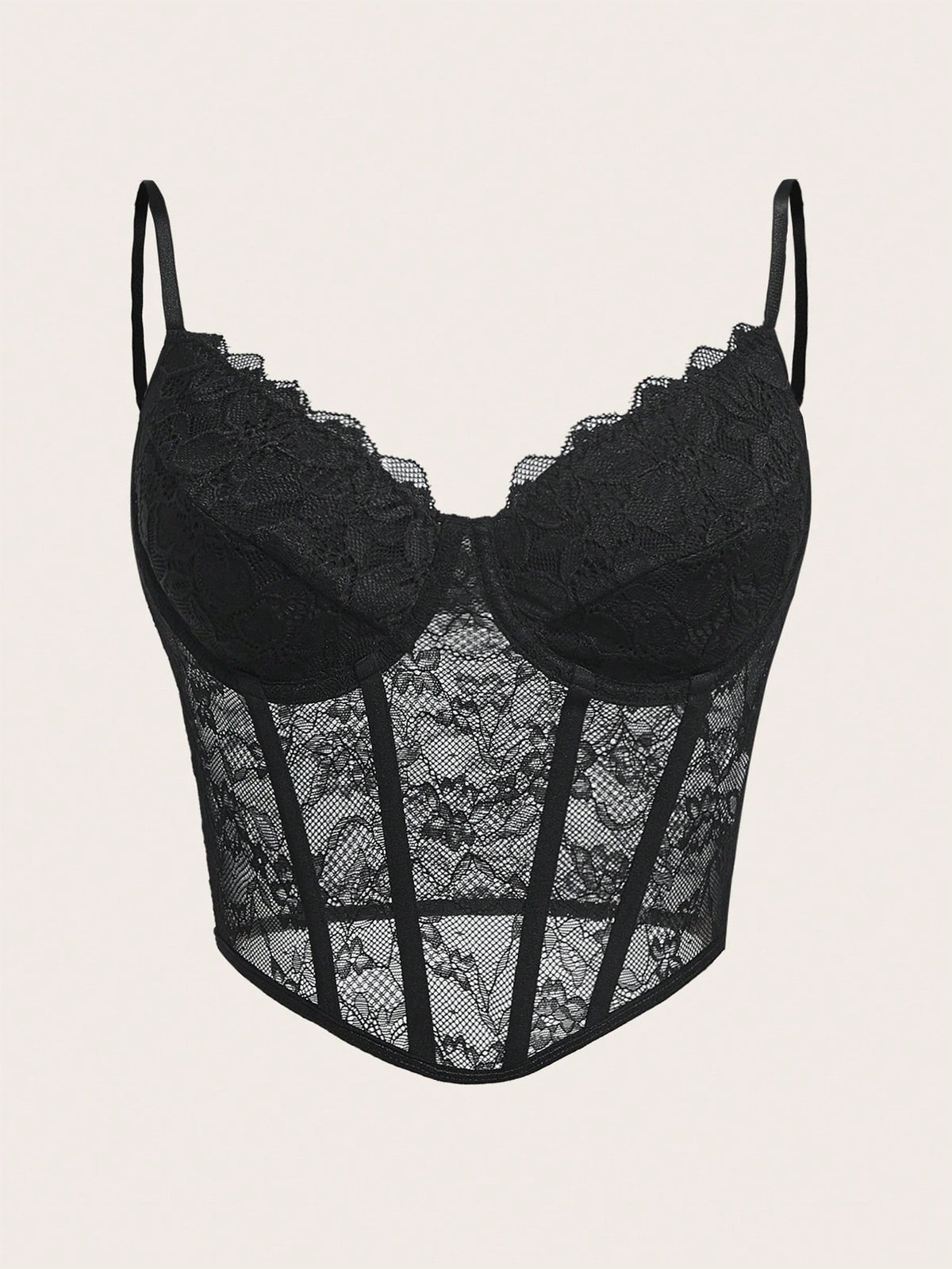 Sweetina Lace Cami Black Corset Top