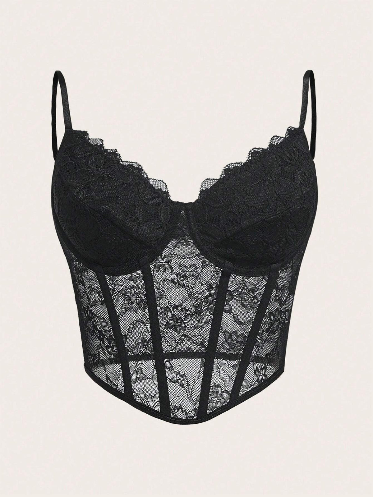 Sweetina Lace Cami Black Corset Top