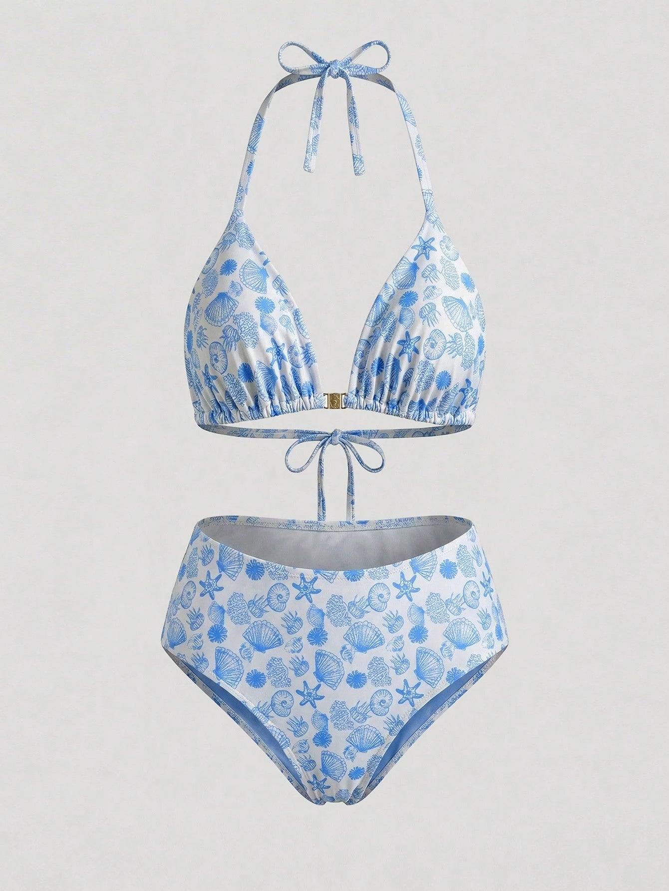 Sweetra CURVE Plus Size Women's Shell Print Sweet Beach Vacation Bikini Set