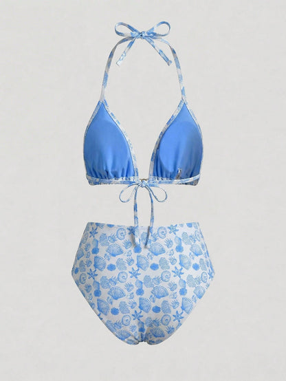 Sweetra CURVE Plus Size Women's Shell Print Sweet Beach Vacation Bikini Set