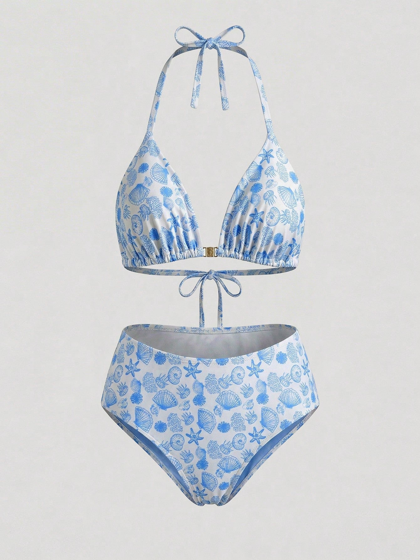 Sweetra CURVE Plus Size Women's Shell Print Sweet Beach Vacation Bikini Set