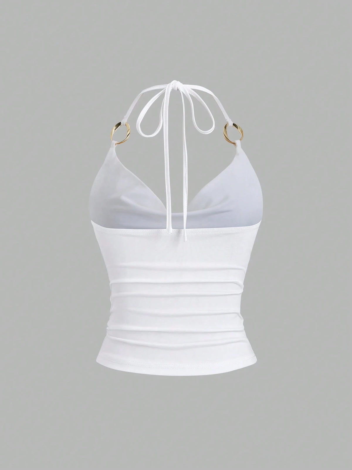Sweetra New Y2K Metal Ring Decor Commuter Versatile Draped Neck Tie Strap Women Tank Top