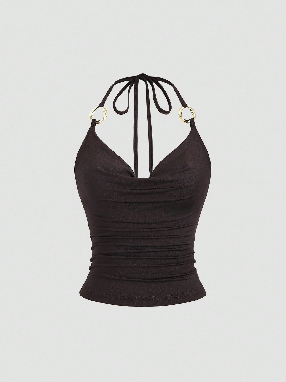 Sweetra New Y2K Metal Ring Decor Commuter Versatile Draped Neck Tie Strap Women Tank Top