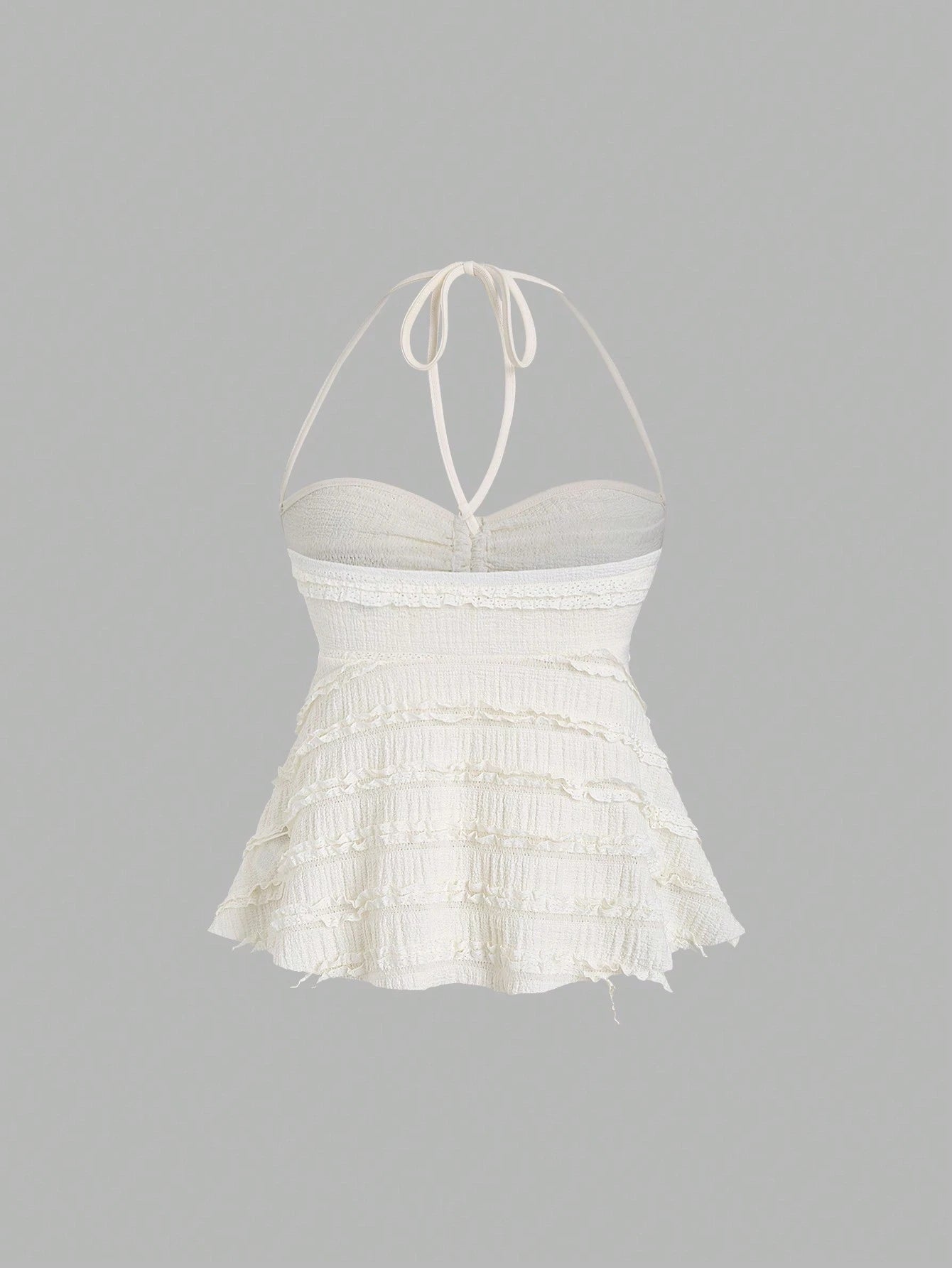 Sweetra Solid Color Drawstring Halter Backless Sexy Summer Tank Top