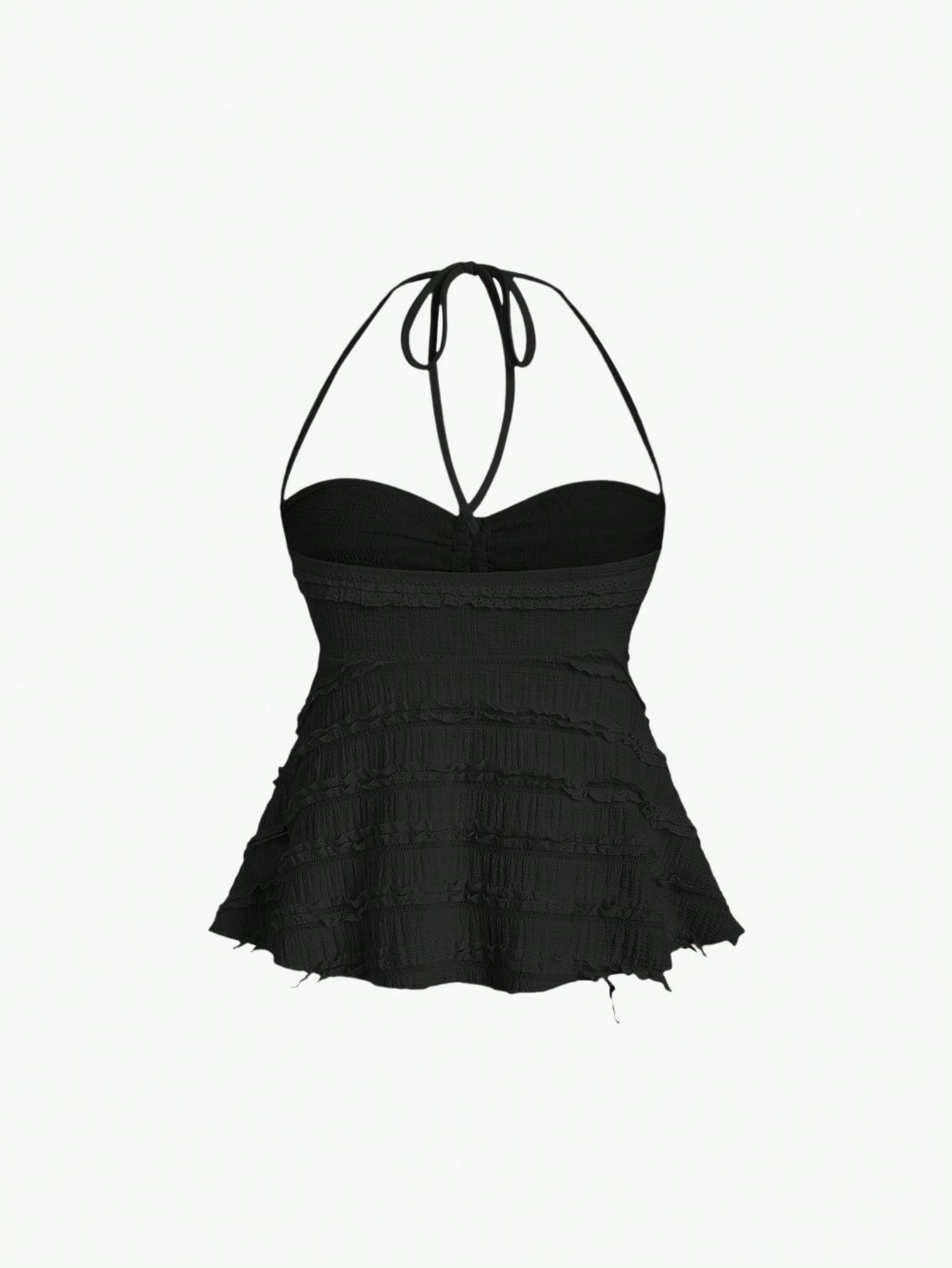 Sweetra Solid Color Drawstring Halter Backless Sexy Summer Tank Top