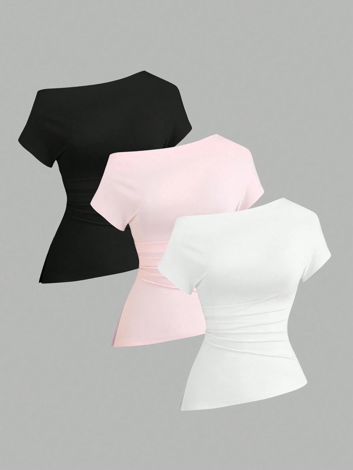 Sweetra Women Casual Asymmetric Shoulder Loose Comfortable T-Shirt