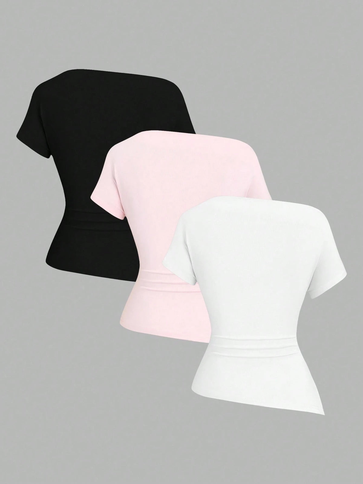 Sweetra Women Casual Asymmetric Shoulder Loose Comfortable T-Shirt