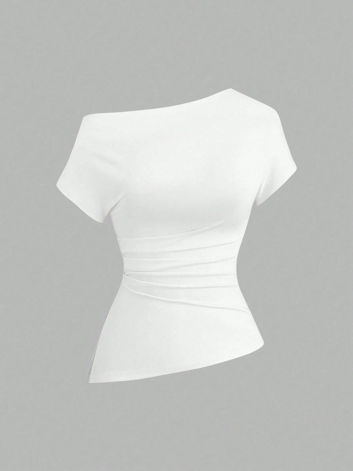 Sweetra Women Casual Asymmetric Shoulder Loose Comfortable T-Shirt