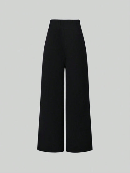 Sweetra Women's Casual Solid Color Wide Leg Pants Fall Cloth For Women