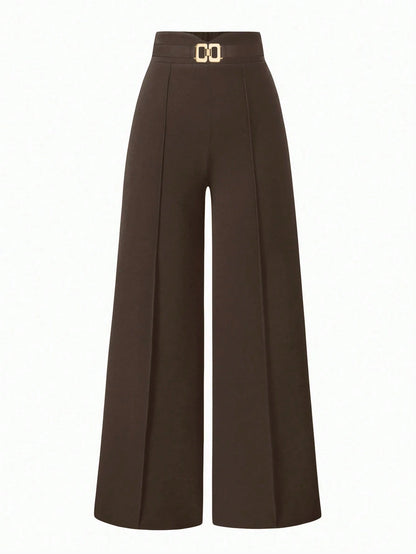 Sweetra Women's Casual Solid Color Wide Leg Pants Fall Cloth For Women