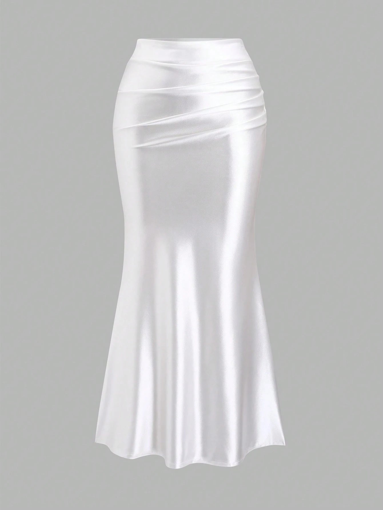 Sweetra Women's Solid Color Elegant Pleated Mermaid Skirt