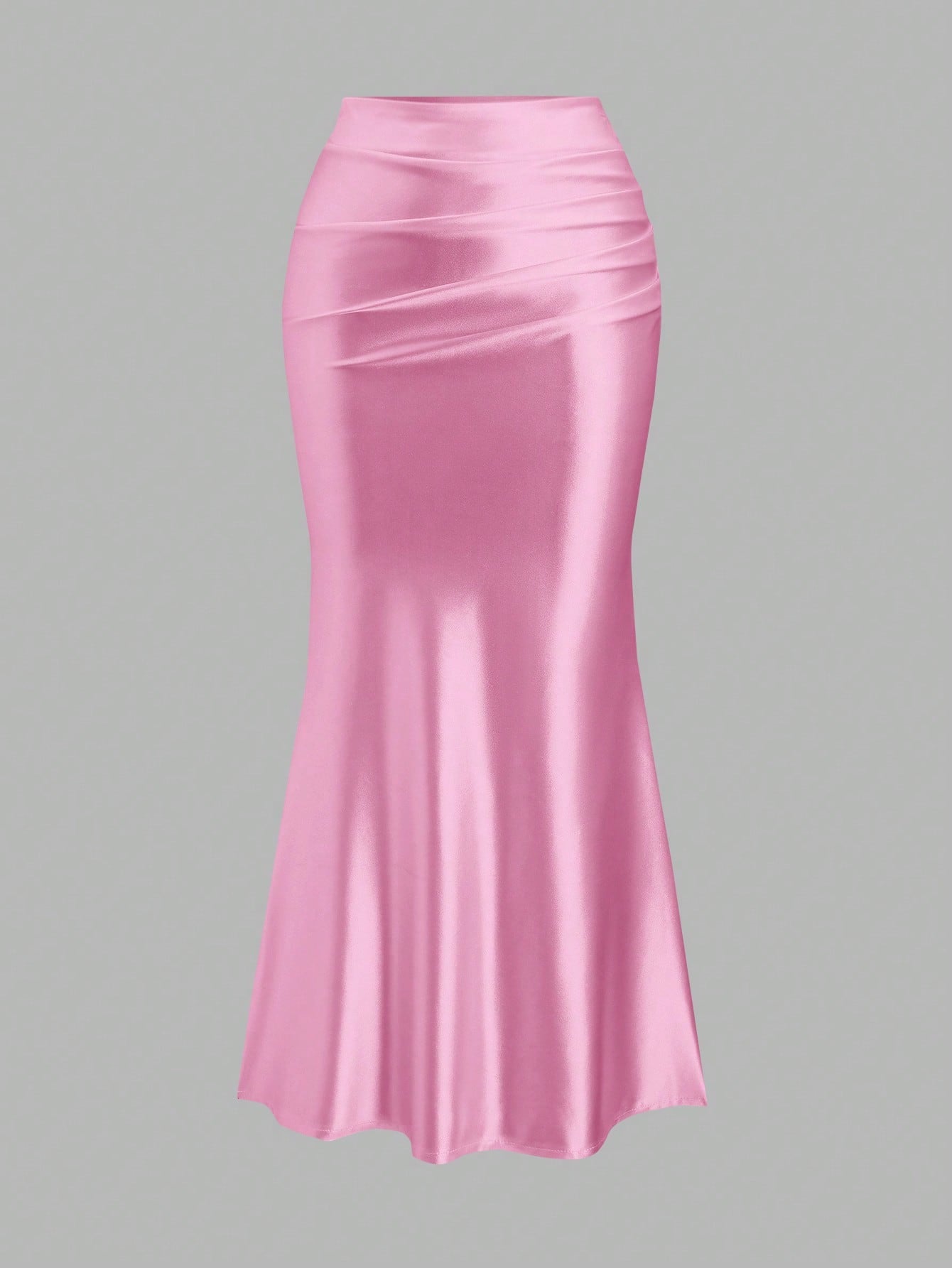 Sweetra Women's Solid Color Elegant Pleated Mermaid Skirt