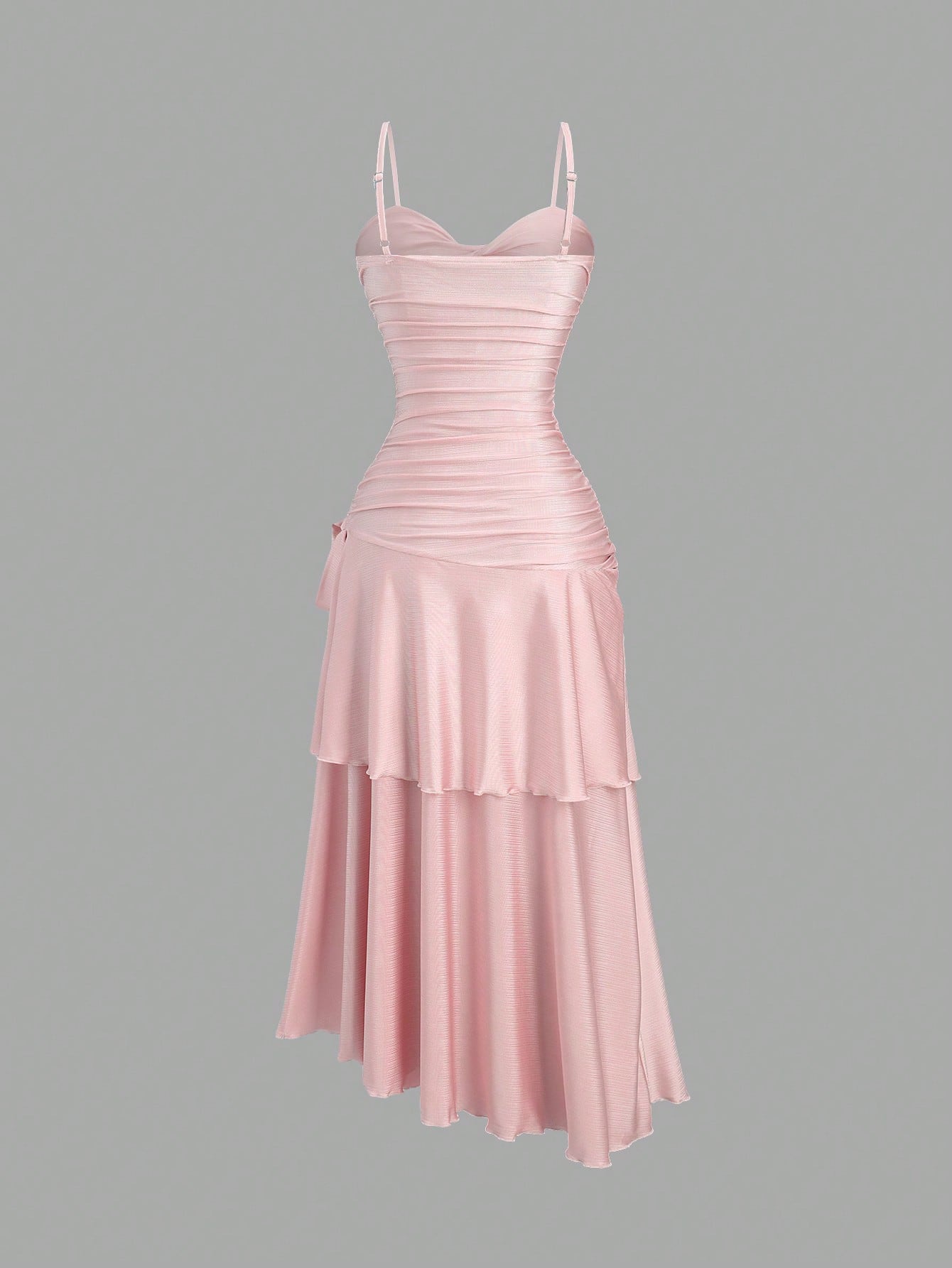Sweetra Women's Summer Knit Spaghetti Strap Dress With Front Twist Detail And Tiered Hem, Maxi Length