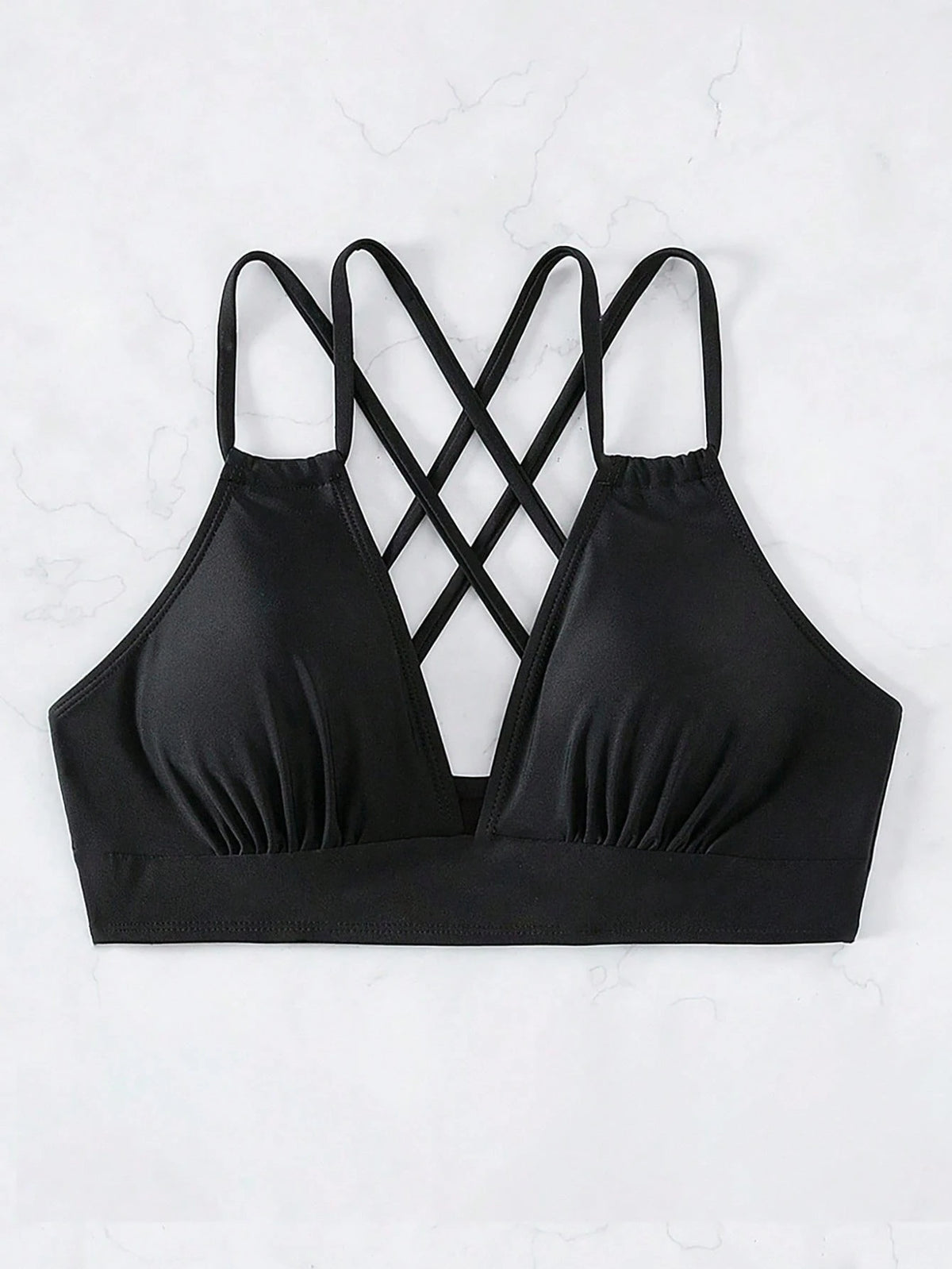 Swim Basics Summer Beach Solid Color Swimwear Top
