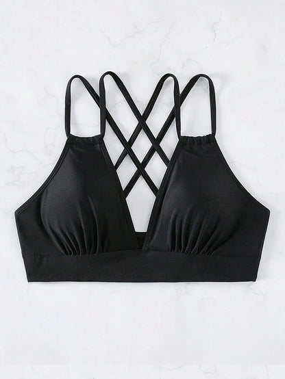 Swim Basics Summer Beach Solid Color Swimwear Top