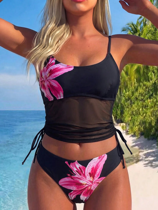 Swim Chiccia Women's 2-Piece Separate Tropical Cute Print Bikini Set, Adjustable Shoulder Straps, Cute Triangle Bottoms, Hot-Selling Beach Vacation Casual Elegant Valentine's Day Party Tank Top Camiso