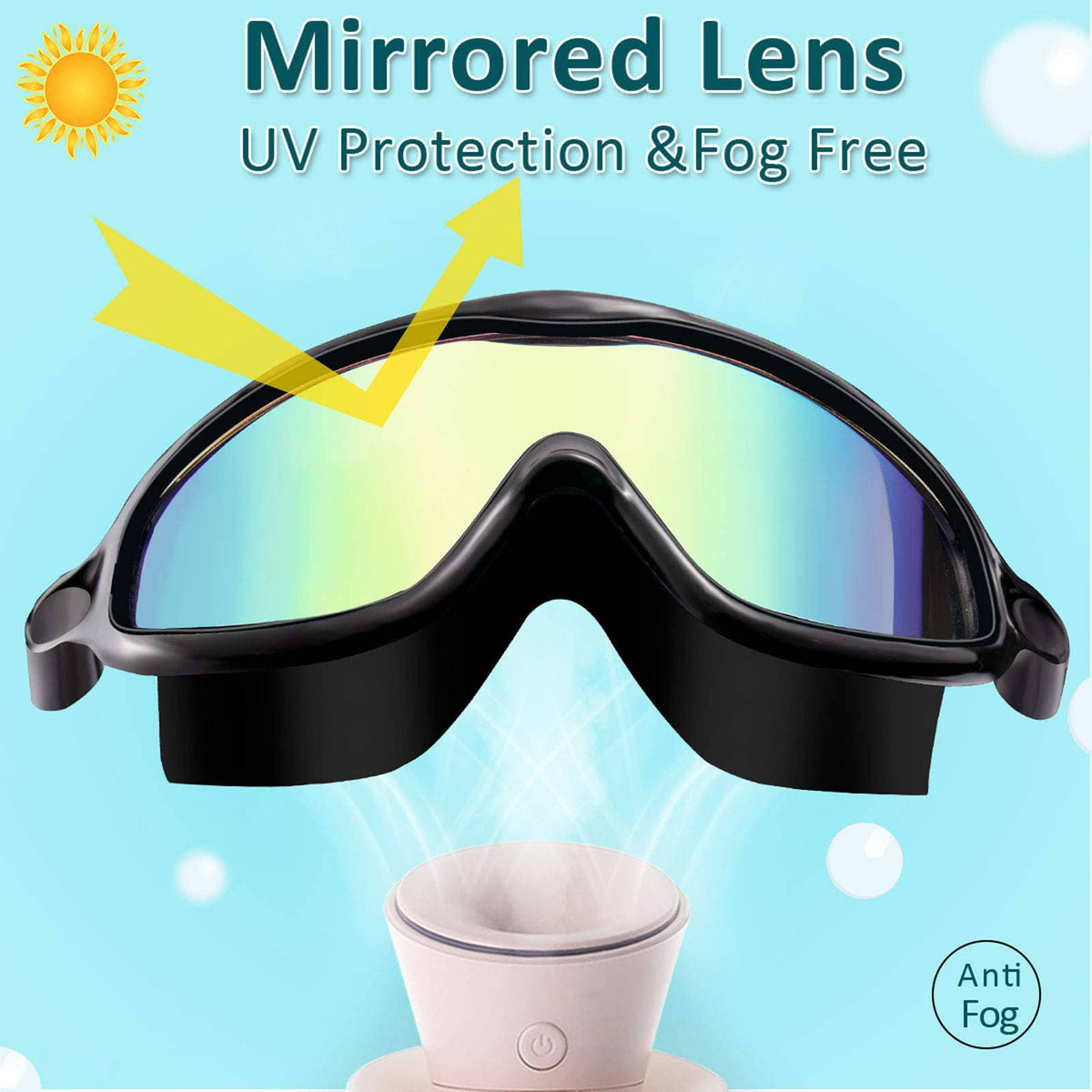 Swim Goggles 2 Packs Anti-Fog Anti-UV Wide View Swimming Goggles For Kids 3-14, Back To School
