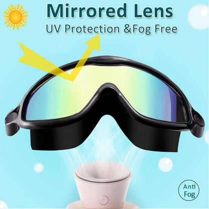 Swim Goggles 2 Packs Anti-Fog Anti-UV Wide View Swimming Goggles For Kids 3-14, Back To School