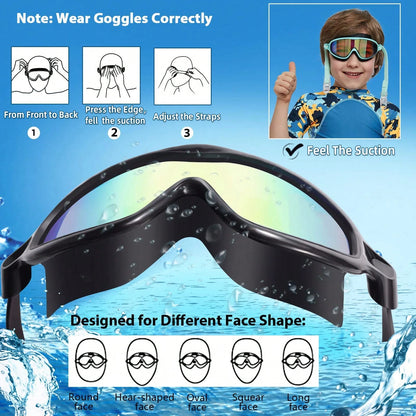 Swim Goggles 2 Packs Anti-Fog Anti-UV Wide View Swimming Goggles For Kids 3-14, Back To School
