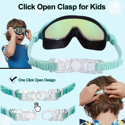 Swim Goggles 2 Packs Anti-Fog Anti-UV Wide View Swimming Goggles For Kids 3-14, Back To School
