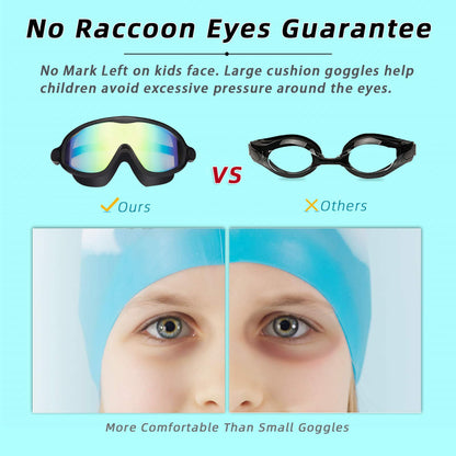 Swim Goggles 2 Packs Anti-Fog Anti-UV Wide View Swimming Goggles For Kids 3-14, Back To School