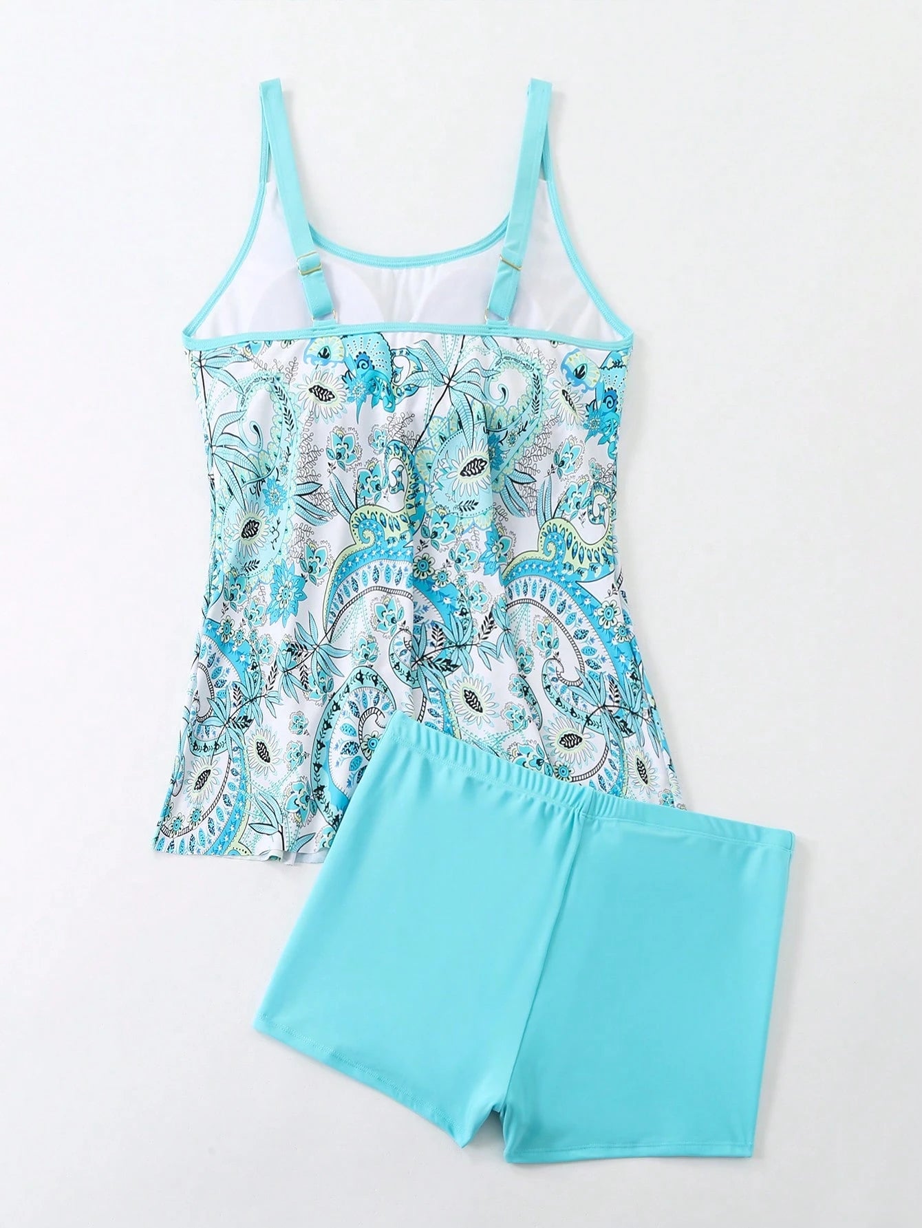 Swim Lushoire Plus Size Women Summer Beach Fashionable Loose Paisley Print Tankini Set