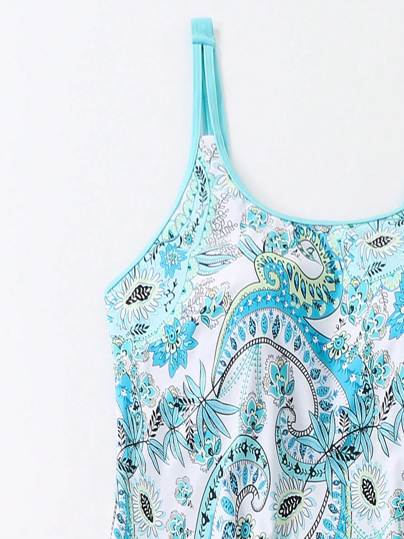 Swim Lushoire Plus Size Women Summer Beach Fashionable Loose Paisley Print Tankini Set