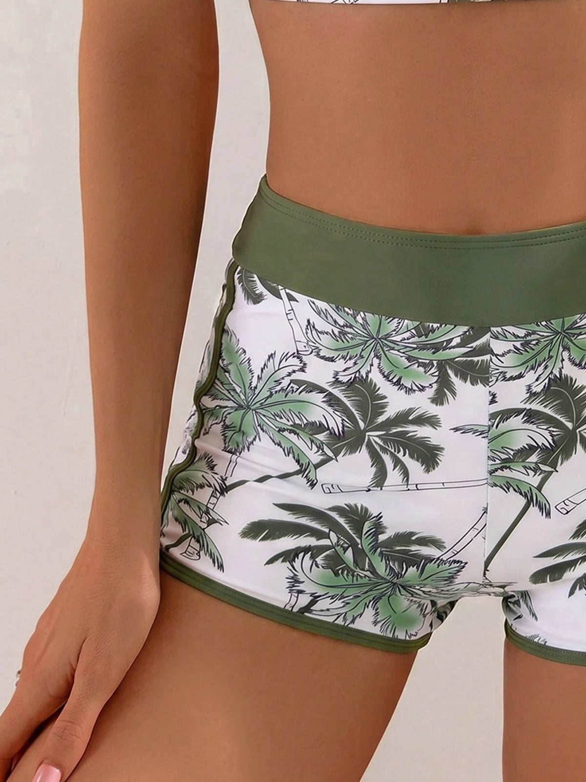 Swim Lushoire Springbreak Women's Beach Vacation Tank Top Bikini 3-Piece Set Basic Crop Top Floral Print Bikini Set