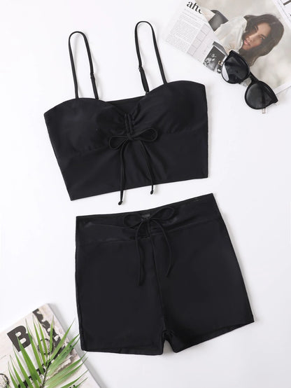 Swim Lushoire Summer Beach Knot Front Shorts Bikini
